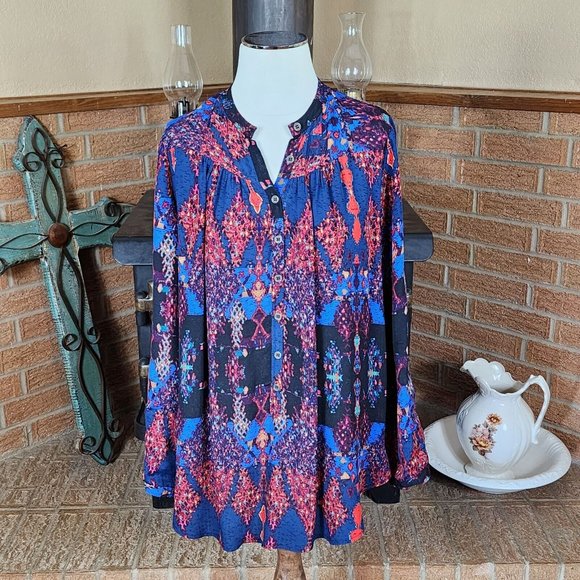 Plenty by Tracy Reese Abstract Pullover Blouse Size M - Picture 2 of 5